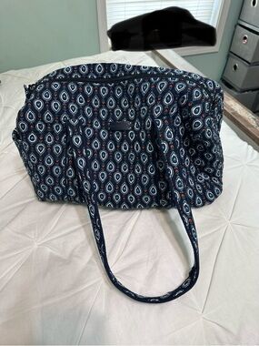 Vera Bradley Quilted Navy Patterned Small Duffel Bag